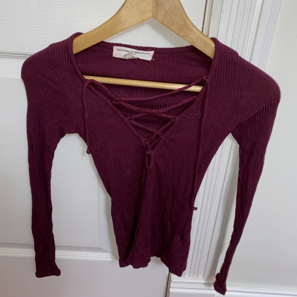 Urban Outfitters Maroon/Red Long Sleeve Top - Picture 2 of 5
